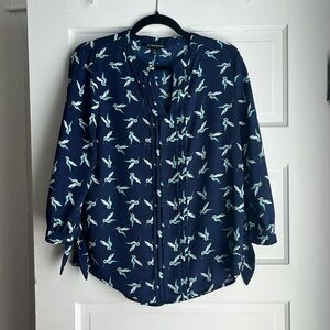 41 Hawthorn 3/4 sleeve blouse hummingbird print size s